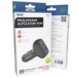 Pikalataava autolaturi USB-C/USB-A 45w+18w