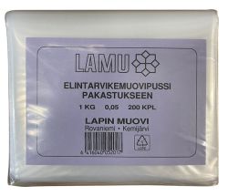 Elintarvikemuovipussi pakastukseen 1kg 0,05my 200kpl