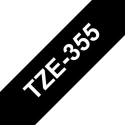 TZe-355 Tarranauha 24mmx8m valkoinen teksti / musta pohja