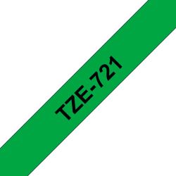 TZe-721 Tarranauha 9mmx8m musta teksti / vihreä pohja