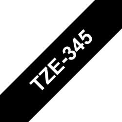 TZe-345 Tarranauha 18mmx8m valkoinen teksti / musta pohja