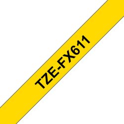 TZe-FX611 Flexible tarranauha 6mmx8m musta teksti / keltainen pohja