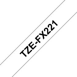 TZe-FX221 Flexible tarranauha 9mmx8m musta teksti / valkoinen pohja