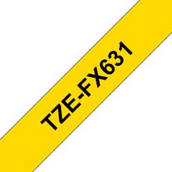 TZe-FX631 Flexible tarranauha 12mmx8m musta teksti / keltainen pohja