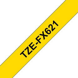 TZe-FX621 Flexible tarranauha 9mmx8m musta teksti / keltainen pohja