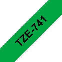 TZe-741 tarranauha 18mmx8m musta teksti / vihreä pohja