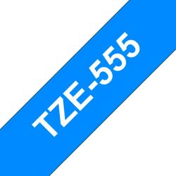 TZe-555 tarranauha  24mmx8m valkoinen teksti / sininen pohja