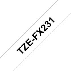 TZe-FX231 tarranauha 12mmx8m musta teksti / valkoinen pohja taipuisa